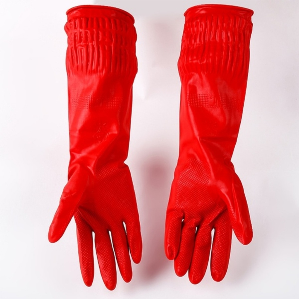 RED RUBBER LATEX DISHWASHING GLOVES
